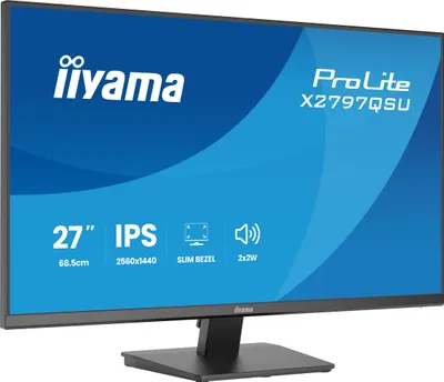 Produktbild von 27" IPS 4-side slim bezel, EyeComfort, 2560x1440@75Hz, 350cd/m², Speakers, 2x HDMI, DisplayPort, 4ms GTG, USB HUB 2x3.2+2xC