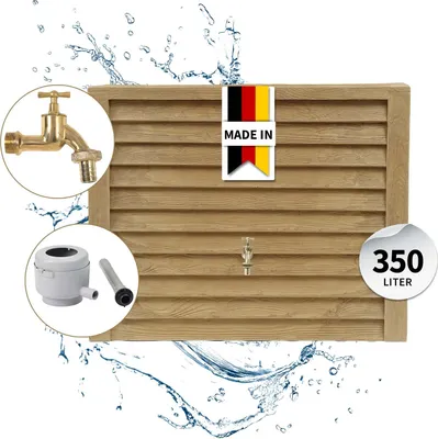 Produktbild von GARANTIA WOODY Wandtank Komplett-Set 350 Liter lightwood inkl. Messing-Auslaufhahn und Fallrohranschluss