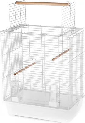 Produktbild von Vogelkäfig Ara weiß 54x34x65,5 cm mit aufklappbarem Dach und ausziehbarer Schublade
