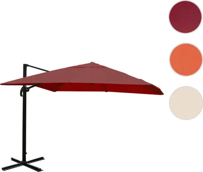 Obrázok produktu pre Gastronomický svetelný dáždnik HWC-A96, slnečník, 3x4m (Ø5m) polyester/hliník 26kg ~ bordó bez podstavca