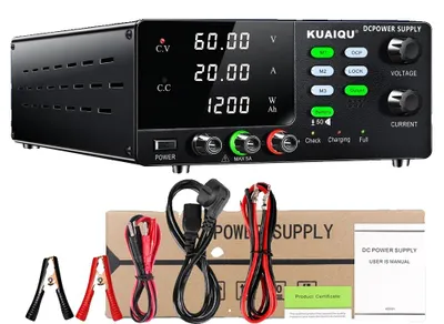 Obrázek produktu pro Napájecí zdroj s regulací stejnosměrného proudu, nastavitelný rozsah napětí, vysoký výkon, 60 V, 20 A, 1200 W, 220 V, zástrčka EU