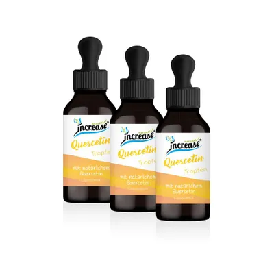Produktbild von Nimm 3, zahl 2 Aktion Liposomale Quercetin Tropfen hochdosiert - 2000mg Quercetin pro Tag (180.000mg Quercetin in 3 Flaschen) - Keto MCT Öl C8 & C10
