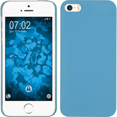 Produktbild von PhoneNatic Case kompatibel mit Apple iPhone 5 / 5s / SE - Hülle hellblau gummiert Hard-case + 2 Schutzfolien