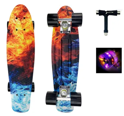 Produktbild von Mini Cruiser Skateboard 22 Zoll mit LED Leuchtrollen für Kinder und Erwachsene