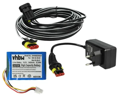 Produktbild von vhbw 1x Netzteil, 1x 3400 mAh Akku, 1x 10 m Niederspannungskabel kompatibel mit Gardena Smart SILENO City, Sileno+ Set, SILENO Life Rasenmäher