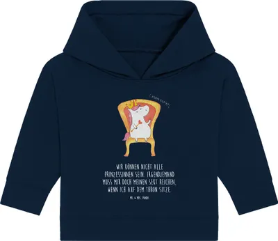 Produktbild von Mr. & Mrs. Panda Organic Baby Hoodie Einhorn Prinzessin 24. - 36. Monat - French Navy - Geschenk, Unicorn, Geburtstagsgeschenk, Kapuzensweatshirt, Geburtstag