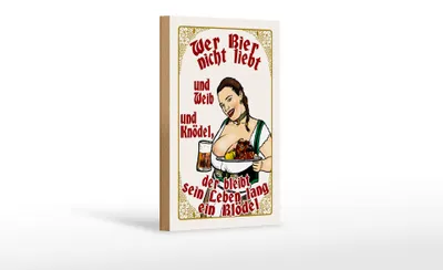 Produktbild von Holzschild Pinup 12x18cm wer Bier nicht liebt ein Blödel