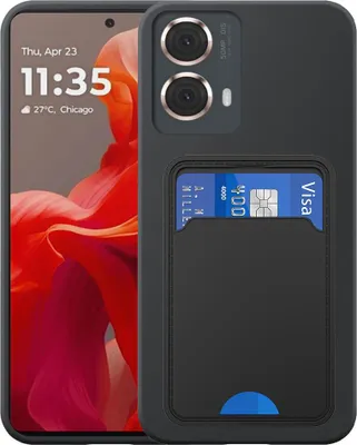 Immagine prodotto di Adatto per Motorola Moto G85 Custodia per telefono con supporto per schede in TPU - Custodia flessibile in silicone TPU con slot per schede - Nero - Smartphonics