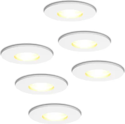 Image de HOFTRONIC - Lot de 6 spots LED encastrables 4W 2700K IP44 Blanc