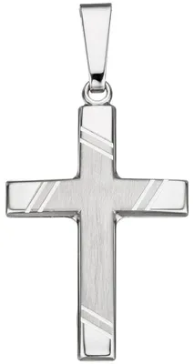 Produktbild von Anhänger Kreuz 26,6x16,4mm aus 925 Silber teilmattiert Silberkreuz Halsschmuck