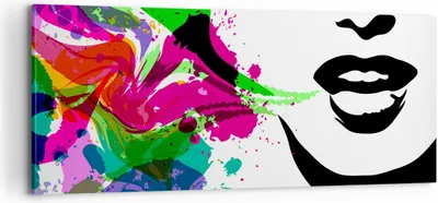 Produktbild von Bild auf Leinwand - Leinwandbild - Frau Gesicht Lippen Make-up - 100x40cm - Wand Bild - Wanddeko - Leinwanddruck - Bilder - Kunstdruck - Wanddekoration - Leinwand bilder - Wandkunst - AB100x40-2634