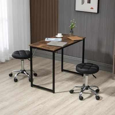 Immagine prodotto di MODFU Set di 2 sgabelli da salone Sgabelli rotanti regolabili in altezza, set di due sgabelli girevoli con ruote per saloni da parrucchiere, nero