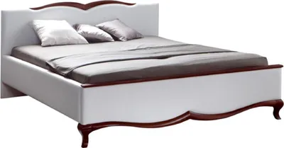 Produktbild von Casa Padrino Luxus Jugendstil Doppelbett Weiß / Dunkelbraun 170,6 x 213,3 x H. 97,5 cm - Elegantes Massivholz Bett - Barock & Jugendstil Schlafzimmer Möbel