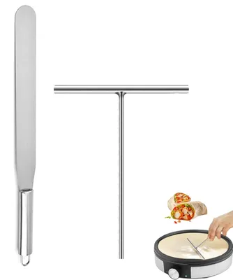Produktbild von 2 Crêpe-Streicher und Spatel aus Edelstahl für Küche und Backen.