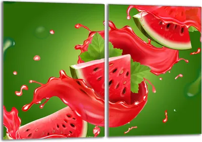 Produktbild von Herdabdeckplatten Set 2x40x52 cm Glaskeramikkochfeld Abdeckung Glas Spritzschutz, Wassermelone Grün