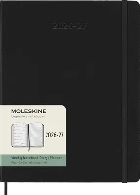 Obrázek produktu pro Moleskine 18měsíční týdenní diář 2026/2027, XL, 1 týden = 1 strana, pravá strana linkovaná, pevná vazba, černá