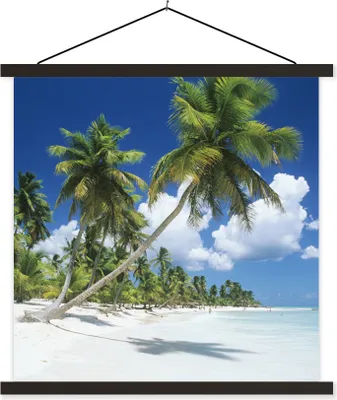 Produktbild von MuchoWow® Textilposter Strand - Palme - Tropisch 40x40 cm mit schwarzem Rahmen - Fotos