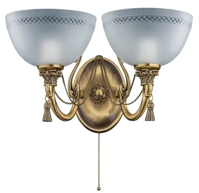 Produktbild von Casa Padrino Luxus Barock Kristall Doppel Wandleuchte Messing mit Patina / Weiß 41 cm