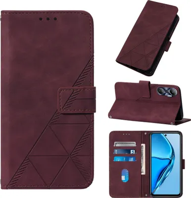 Produktbild von Infinix Hot 20 4G Hülle, Schlank Prägung Flip Leder Kartenfächer Schutzhülle mit Ständer für Infinix Hot 20 4G Rot