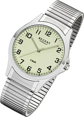 Produktbild von Regent Herren Uhr Zugarmband 1242425 Analog Metall Armbanduhr silber UR1242425