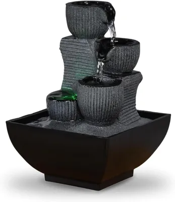 Produktbild von Kamerfontein - Binnenbereichsdekoration - Für Entspannung – Farbwechsel-LED – Höhe 18 cm – Schwarz