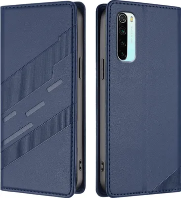 Produktbild von Hülle für Xiaomi Redmi Note 8, Kunstleder Brieftaschen Handyhülle mit Kartenfach und Standfunktion Blau
