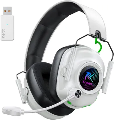 Produktbild von Wireless Gaming Headset 2.4GHz Bluetooth PS5 PS4 PC Mac Switch 50mm Treiber Noise Cancelling Mikrofon 40 Std Akku USB-C LED