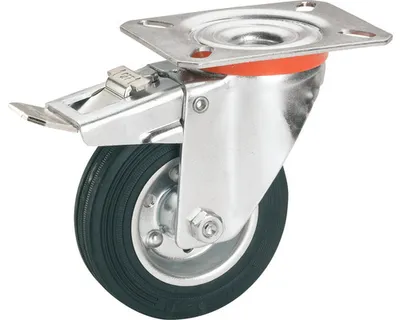 Produktbild von Tarrox Transport-Geräte-Lenkrolle, bis 100 kg, mit Platte und Totalfeststeller, 125 x 157 x 37 mm