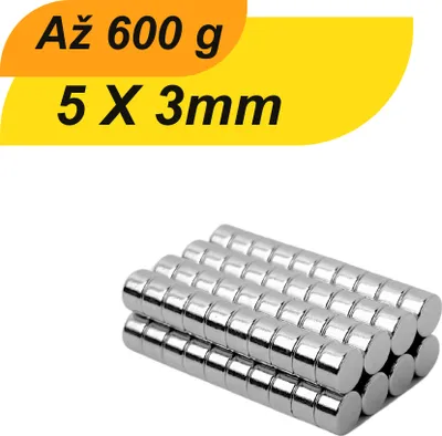 Produktbild von Balenie 20 ks 5 mm x 3 mm neodýmových mini magnetov okrúhlych N38 extra silných malých magnetov, vhodných na biele tabule, chladničky, magnetické tabule a mnoho ďalšieho