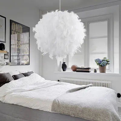 Produktbild von Weißer Feder-Deckenschirm-Anhänger Nicht-elektrischer Schatten-Schatten-reduzierender Ring-Anhänger für Wohnzimmer-Esszimmer 30cm
