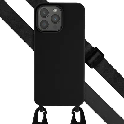 Image de Selencia Étui en silicone avec cordon détachable pour l'Apple iPhone 15 Pro Max - Noir
