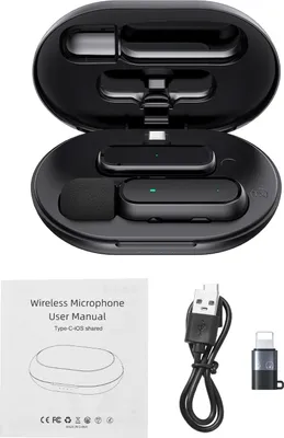 Produktbild von Drahtloses Ansteckmikrofon Drahtloser Mikrofonempfänger und -sender mit Ladebox für Typ-C Mobiltelefon Wiederaufladbares Mikrofon mit Windschutz