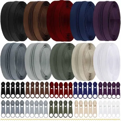 Obrázok produktu pre Sada zipsov 30 m, 10 farieb, 50 jazdcov, pre DIY šitie a remeslá