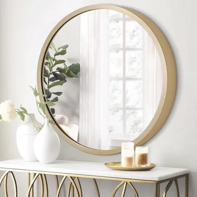 Produktbild von Runder Wandspiegel mit bronzen Rahmen, 40 cm, Wohnzimmer, Wohnaccessoires, Schlafzimmer, runde Wandspiegel und Wanddekoration