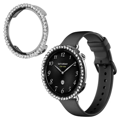 Produktbild von kwmobile 2x Kunststoff Hülle kompatibel mit Xiaomi Watch S4 41mm Schutzhülle Schutzrahmen - Glitzer Schutz Zubehör in Schwarz Silber
