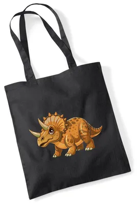 Produktbild von Huuraa Jutebeutel Triceratops Dinosaurier 10 Liter Black Baumwolle Tasche Geschenkidee