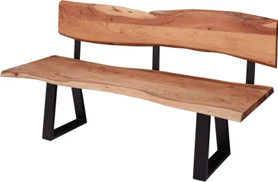 Produktbild von Esszimmerbank GAYA 180x85,5x60 cm Akazie Massivholz Bank mit Baumkante | Sitzbank Holzbank mit Lehne | Küchenbank Essbank Holz Landhausstil | Baumstamm Küchensitzbank 4 Sitzer Massiv