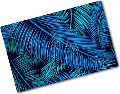 Produktbild von Tulup Glas Herdabdeckplatte - 80x52 cm - Glaskeramikkochfeld-Abdeckung Spritzschutz Glasabdeckplatte - Einteilig - Blumen & Pflanzen - Palmenblätter - Blau