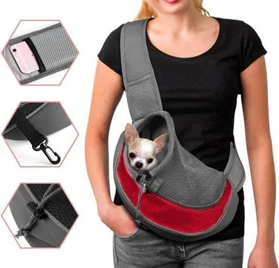 Produktbild von Famanu Tragetasche für kleine Hunde - verstellbarer Schulterriemen - schwarz