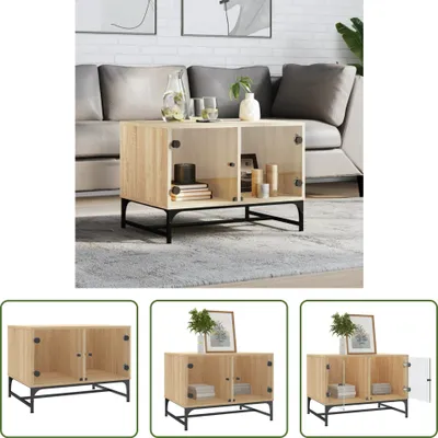 Obrázok produktu pre The Living Store Konferenčný stolík so sklenenými dvierkami Sonoma dub 68,5x50x50 cm
