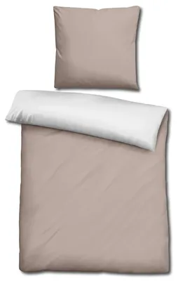 Produktbild von Sleezzz® Renforcé Wendebettwäsche beige/weiß 135 x 200 + 80 x 80 cm