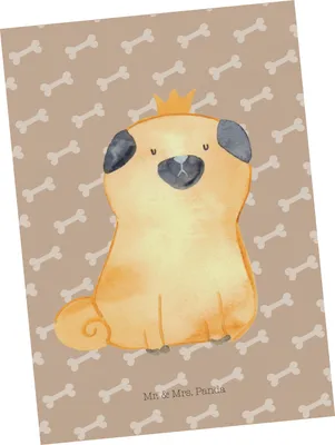 Produktbild von Mr. & Mrs. Panda Postkarte Mops Krone - Hundeglück - Geschenk, Ansichtskarten, Grußkarte, Ansichtskarte, König, Hund, Sprüche, Königlich, Postkarten, bildkarte