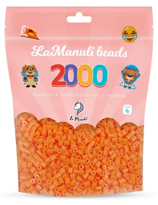 Produktbild von La Manuli Bügelperlen Orange 2000 Stück Midi 5 mm – Steckperlen, Bastelperlen zum Bügeln, Nachfüllpack