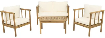Immagine prodotto di Set di mobili da giardino in legno "Milano" con cuscini - 4 posti - Beige