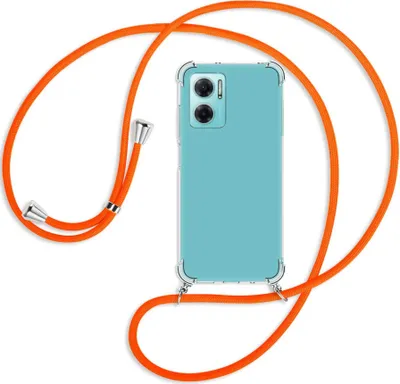 Produktbild von Handykette Backcover-Schutzhülle mit Band (Metall silberfarben) für Xiaomi Redmi 10 5G / Note 11E - neonorange