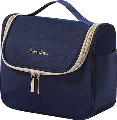 Produktbild von Kulturbeutel Reisetasche mit Aufhänge haken, wasserabweisender Make-up Kosmetiktaschen-Organizer für Toilettenartikel Kosmetik,dunkelblau