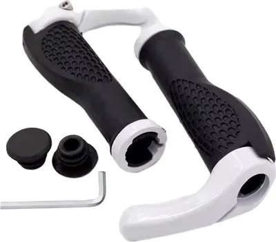 Produktbild von 2 Stück Rutschfeste Fahrradlenkergriffe Mit Speziellem Ergonomischem Design, Aluminiumlegierung, Elektrofahrradgriffe, Handgelenkschutz, 1 Paar Gummigriffe Für Mountainbike, BMX, MTB (Weiß)