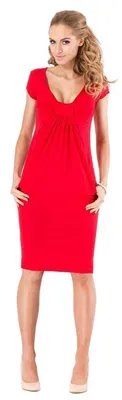 Produktbild von Damenn Minikleid Top Kleid V-Ausschnitt ; Rot M/L 38/40
