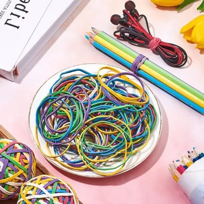 5 Sets von 600 Bunte Gummi Bänder Bälle - Elastischer Stretch für Haar, Kunst und Dokumentenorganisation - 120 Stück pro