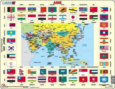 Produktbild von LARSEN Puzzle Asien - Karte und Flaggen 70 Teile